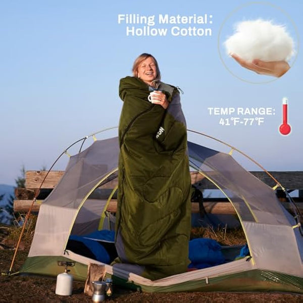 Elevon Sleeping Bag for Adults Teens Kids Cold Warm Weather, Portable Waterproof & Lightweight, Compact with Compression Sack, for 3-4 Seasons Camping, Backpacking, Hiking, Travel, Indoors Outdoors