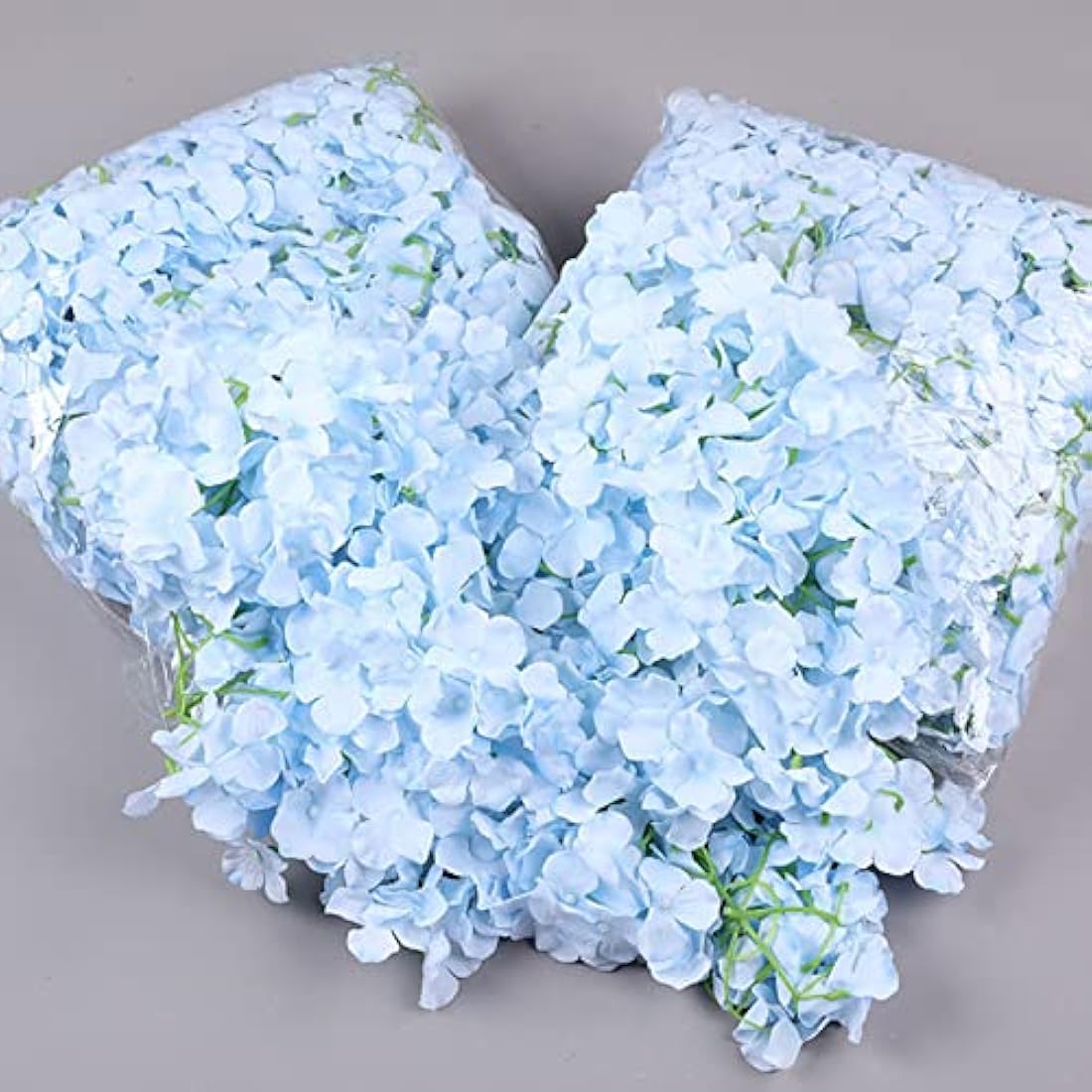 FagusHome 30 Pcs Silk Hydrangea Heads Artificial Flowers Heads and Stems Fake Hydrangea Flowers for Home Wedding Decor (Blue)
