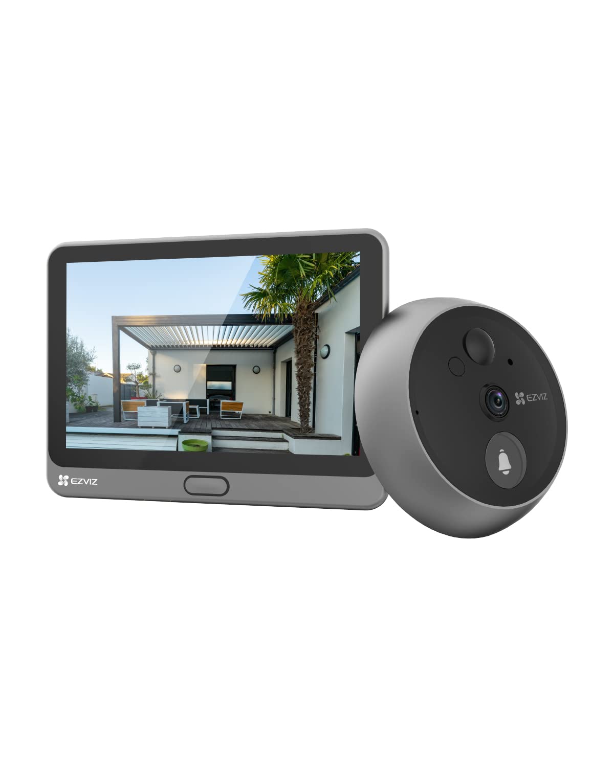 EZVIZ Peephole Camera (Door Viewer Cam) Wireless with 4.3" Monitor, 14–26mm Hole, 35–105mm Door Thickness, 2.4GHz Wi-Fi, 1080P HD Video, APP View, Indoor Colour Screen, No Motion Detection (CP2)