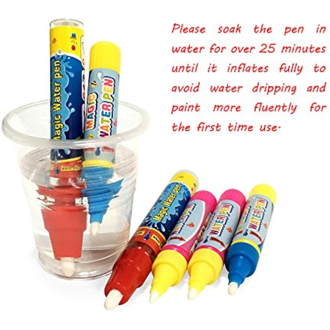 JAYSRIS Magic Replacement Water Pen,Add Water Pen(6PCS) For Magic Water Drawing Mat