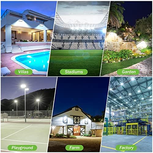 YIQIBRO 300W LED Floodlight Outdoor 2 Pack, 30000LM 6500K Outdoor Flood Lights Super Bright LED Security Light, IP67 Waterproof Spotlight for Garden, Garage, Yard, Factory,Warehouse