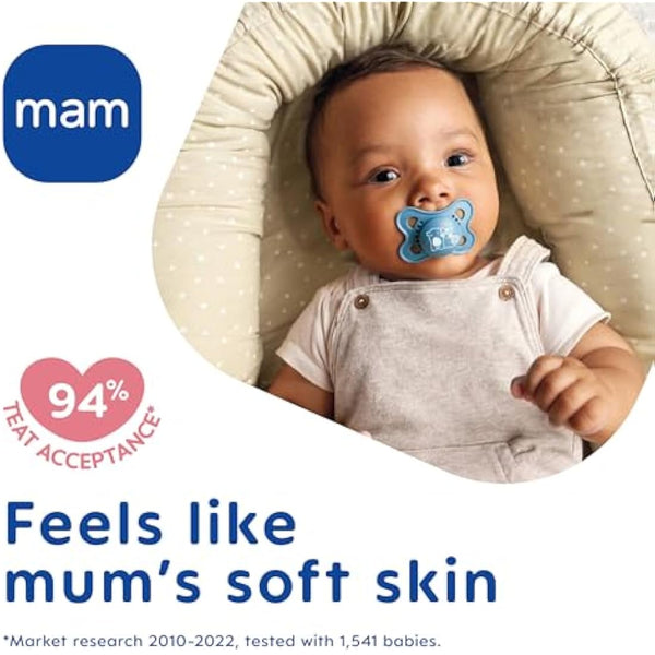 MAM Original Soothers | 0-6 Months | 2 Pack | Comes in Dummy Steriliser Case | Sustainable Materials | Baby Accessories | Cream (Various Designs)
