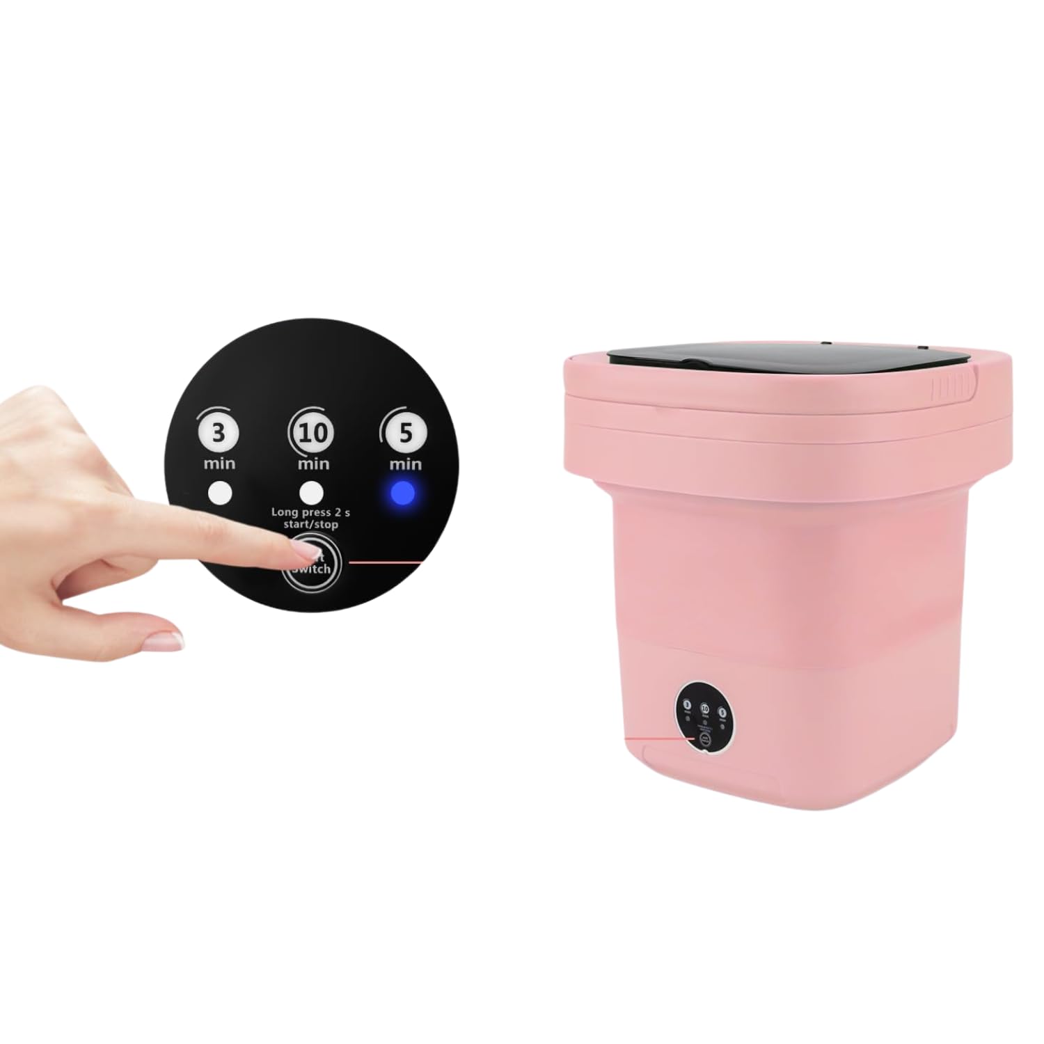 Portable Washing Machine, 11L Foldable Washer & Spin Dryer with Laundry Bag & Drying Net & Microfiber Cloths, Laundry Machine with 3 Cleaning Modes for Baby Clothes and Underwear (Blue)