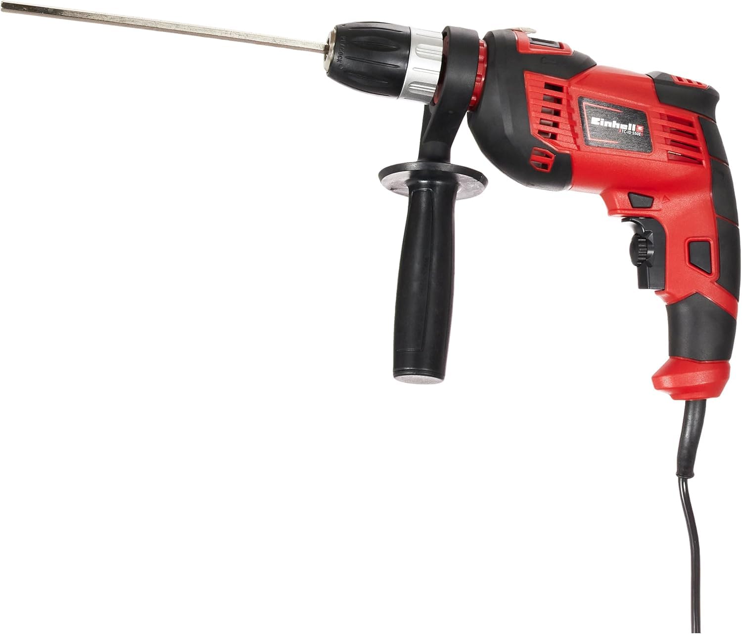 Einhell TC-ID 1000 E Impact Drill | Hammer Drill With Auxiliary Handle, Soft Grip, Speed Control | 1010W Electric Drill With Percussion Hammer Drilling Function , Red