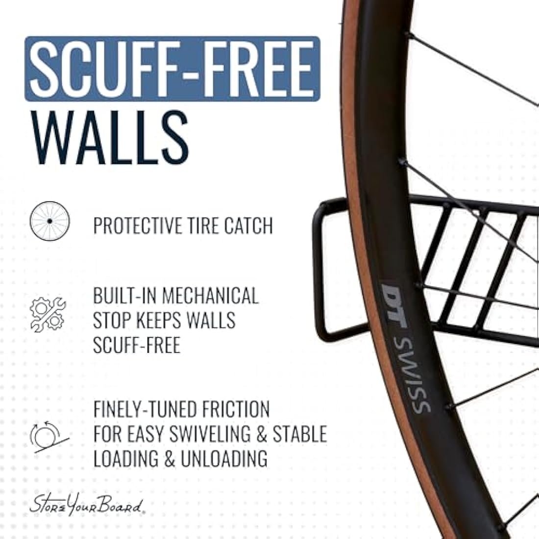 StoreYourBoard SwivelStow Mountain Bike Storage Rack 2 Pack – Heavy Duty Bike Hanger, No-Lift Bike Wall Mount for Garage Bike Storage, MTB and E-Bike, Holds 70 lbs, Patent-Pending