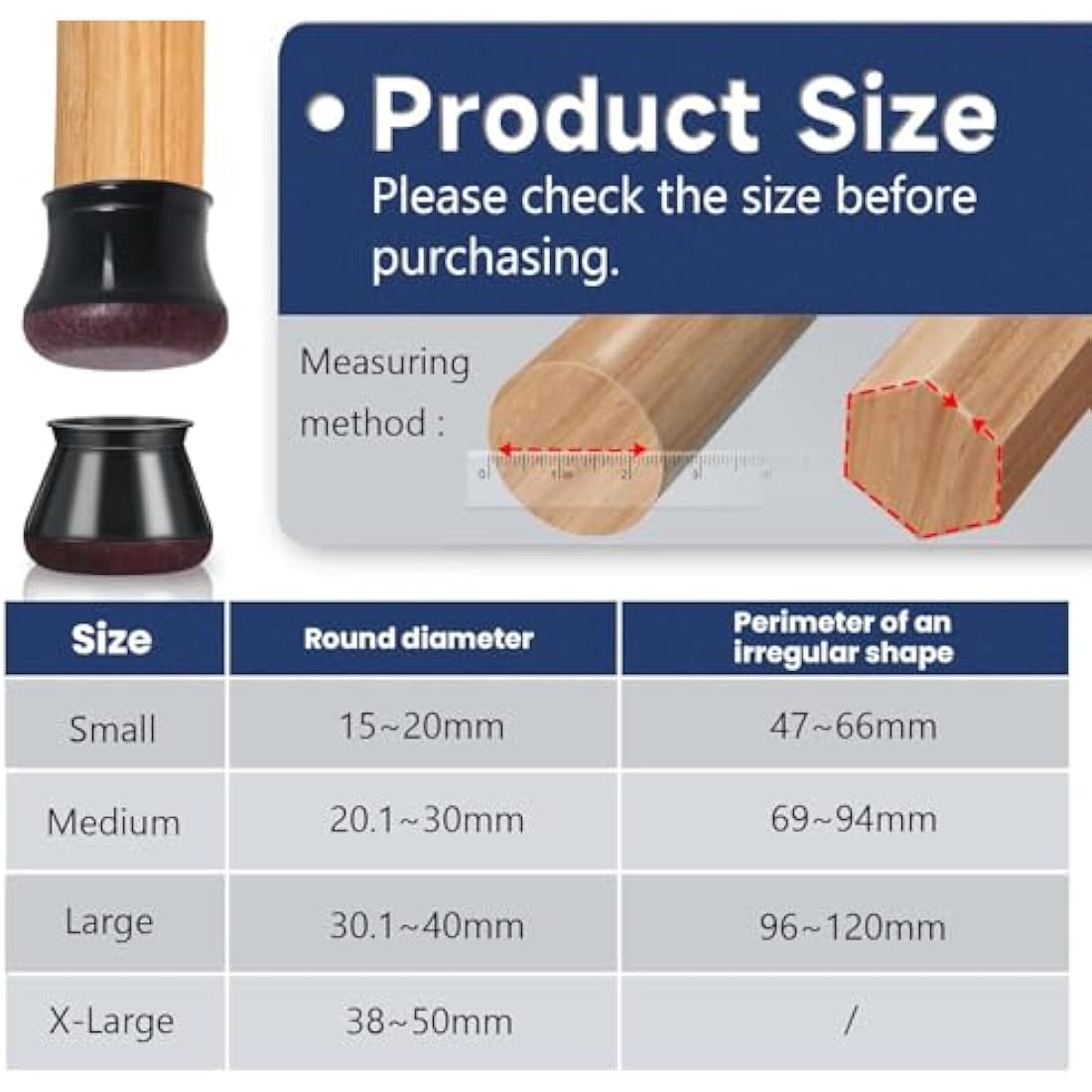 32 Pcs Chair Leg Floor Protectors, Small Black Silicone Chair Leg Covers Caps for Hardwood Floors with Wrapped Felt, Furniture Feet Protectors Pads (Fit:15-20mm)