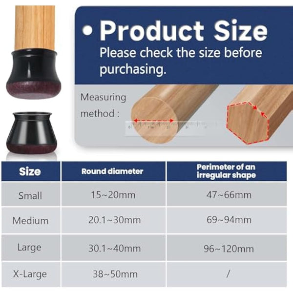 32 Pcs Chair Leg Floor Protectors, Small Black Silicone Chair Leg Covers Caps for Hardwood Floors with Wrapped Felt, Furniture Feet Protectors Pads (Fit:15-20mm)