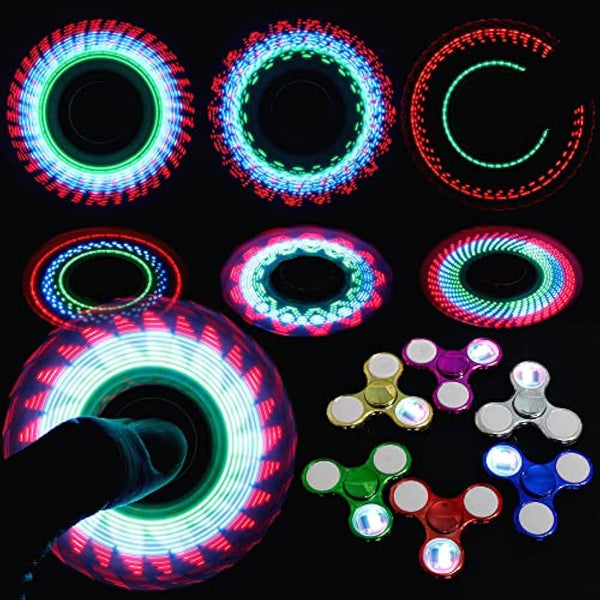 Dilabnda 6 PCS Light Age 3+ up Fidget Spinner Toys, LED Sensory Hand Fidget Toys, Glow in The Dark Multiple Flash Modes Finger Toys Pack for Birthday Party Favors