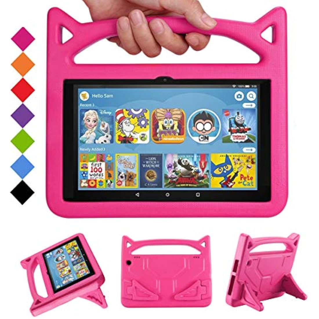 Fire HD 8 tablet Case,All-New Fire HD 8 Plus Tablet Case for Kids (12th/10th Generation,2024/2022/2020 Release),DJ&RPPQ Light Weight Shock Proof Handle Friendly Stand Kids Proof Protective Cover-Pink