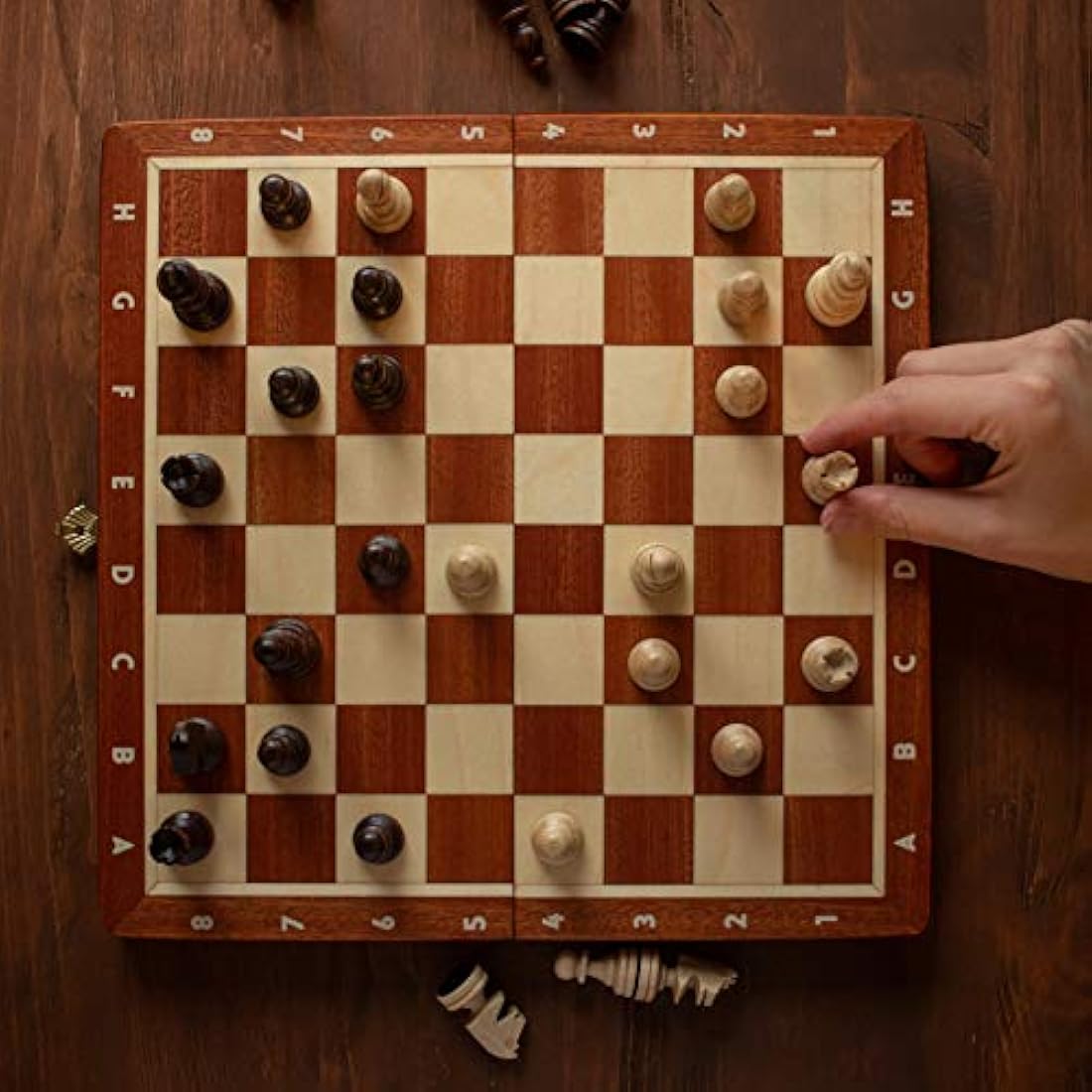 Master of Chess Tournament Wooden Chess Set with Pieces 28 cm / 11 in - Handcrafted Small and Portable Chess Board Game for Adults and Kids