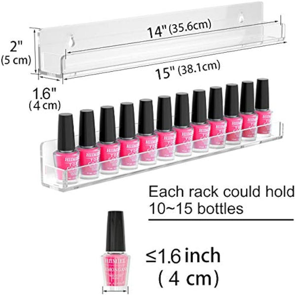 Acrylic Wall Mounted Nail Polish Display Stand Display Rack Nail Polish Organiser Storage for Wall Mounted Storage Shelves Holder - 6pcs