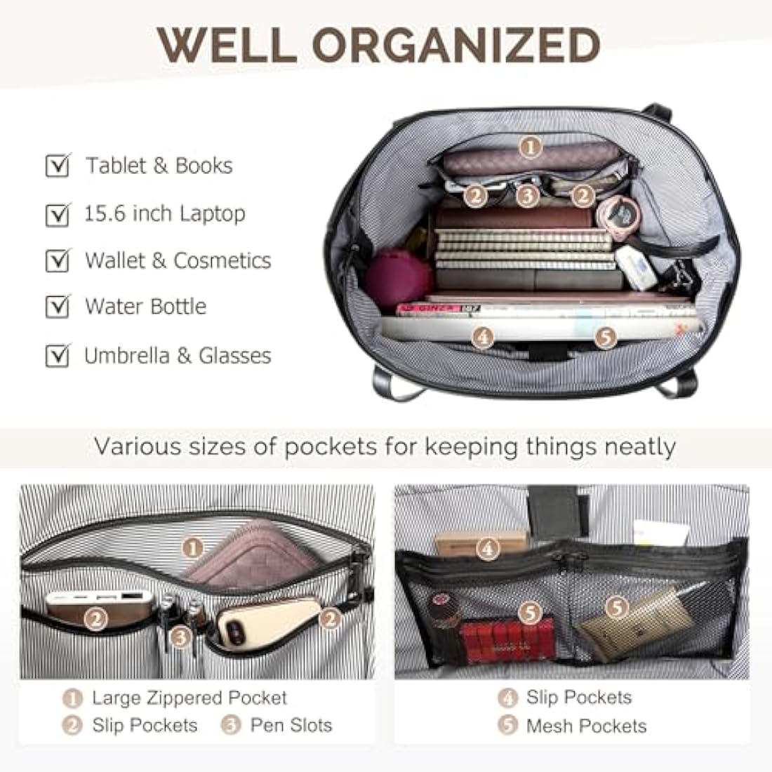 Kasgo Laptop Bag for Women,Water Resistant 15.6 inch Tote Bag Women Shoulder Bag Large Ladies Handbag Purse Teachers Bag Work Bag with Luggage Sleeve for Office Travel School