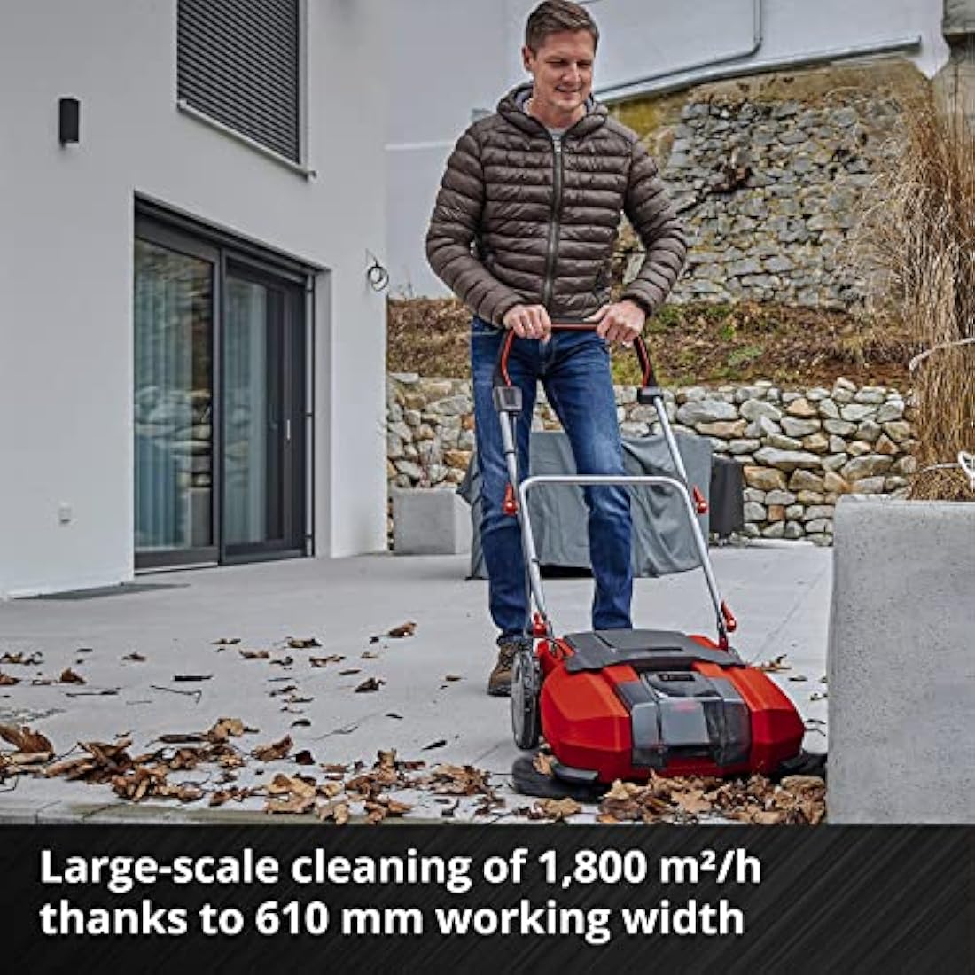 Einhell Power X-Change 18V Cordless Electric Push Sweeper - 610mm Width Electric Broom, 20L Dirt Tank, Adjustable Handle - TE-SW 18/610 Li Debris And Leaf Sweeper (Battery Not Included)