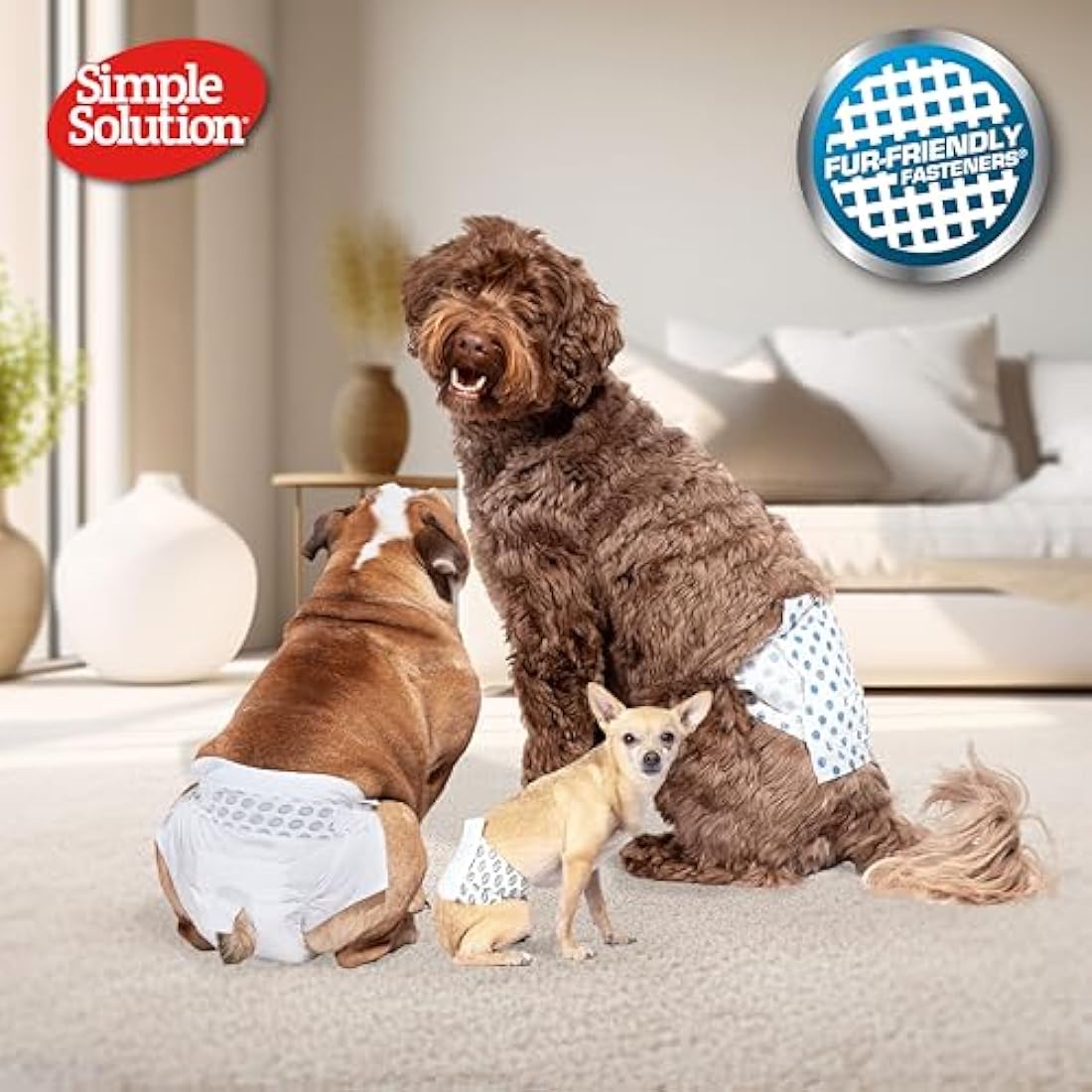 Simple Solution Disposable Dog Diapers for Female Dogs, Super Absorbent Leak-Proof Fit with Wetness Indicator for Excitable Urination, Incontinence or females in heat - 12 pack