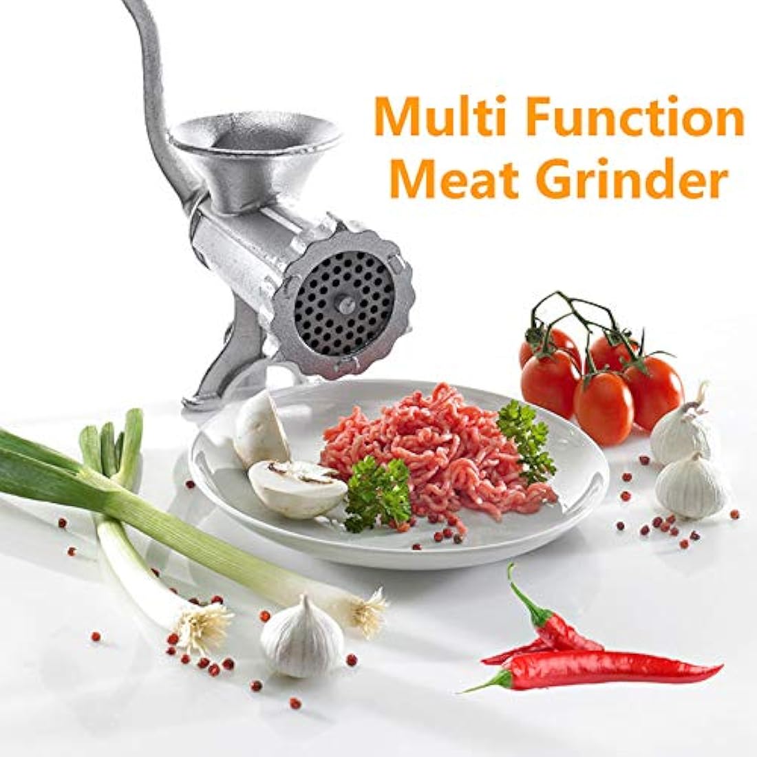 Hand Manual Meat Grinder with Tabletop Clamp,Aluminium Alloy Meat Mincer for Kitchen Making Pork Beef Fish Chicken Sausage Stuffing