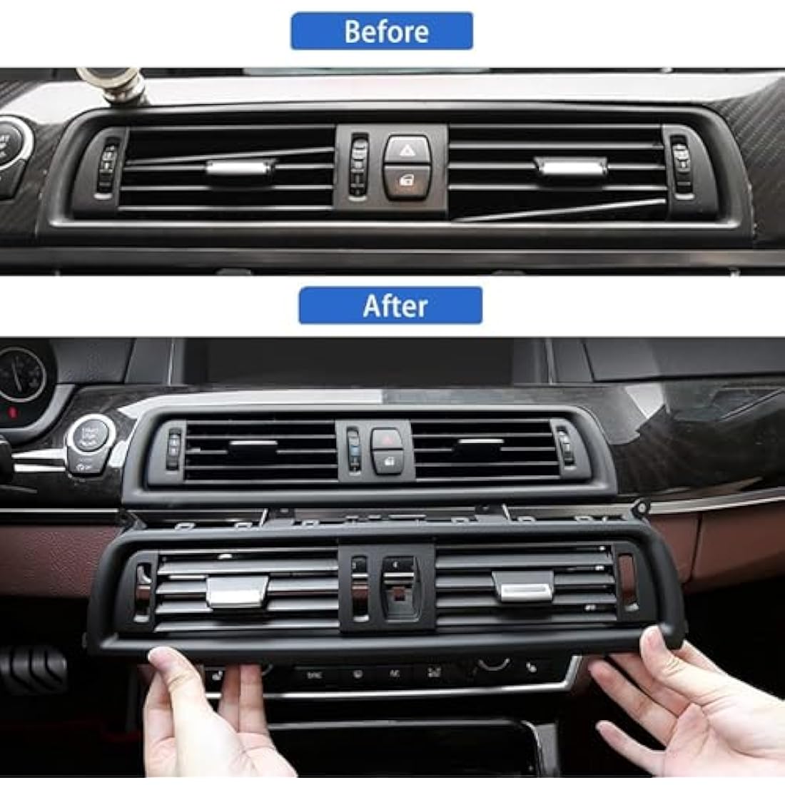 TTCR-II Front Air Grille, AC Vent Replacement Compatible with 5 series F10/F11, Middle Center Console Air Vent(Fit: 5 series 520 523 525 528 530 535 550 2010-2016)