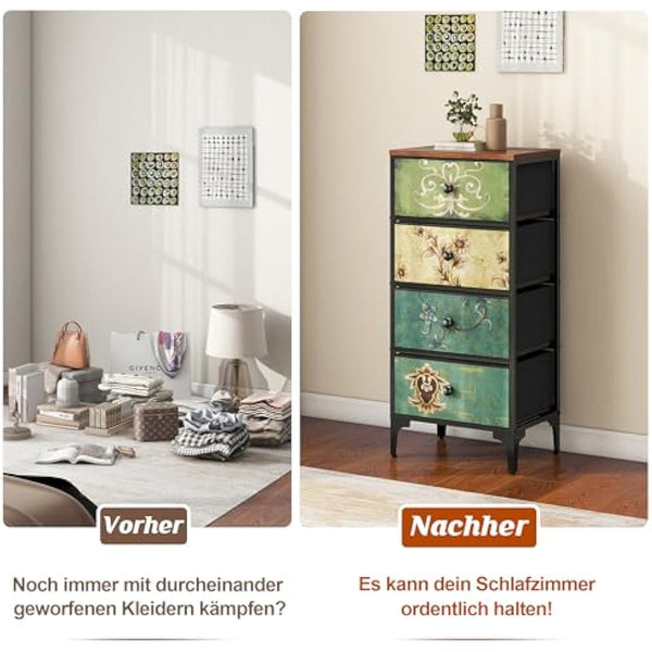 LYNCOHOME Chest of Drawers, Slim Bedroom Furniture with 4 Drawers, Storage Unit for Hallway, Living Room, Entryway, Nursery