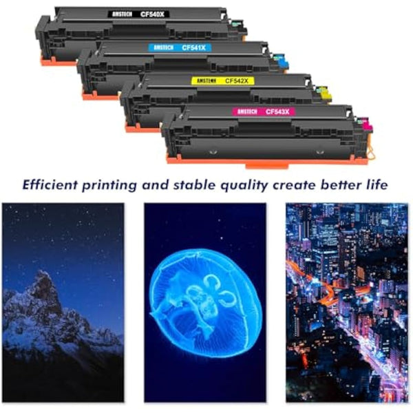 203X M281fdw M254dw Toner Cartridge: Compatible for HP 203X 203A Color Laserjet Pro MFP M281fdw M254dw M281fdn M280nw M281cdw M254nw M254dn M281 CF540X CF540A Black Cyan Yellow Magenta 4-Pack