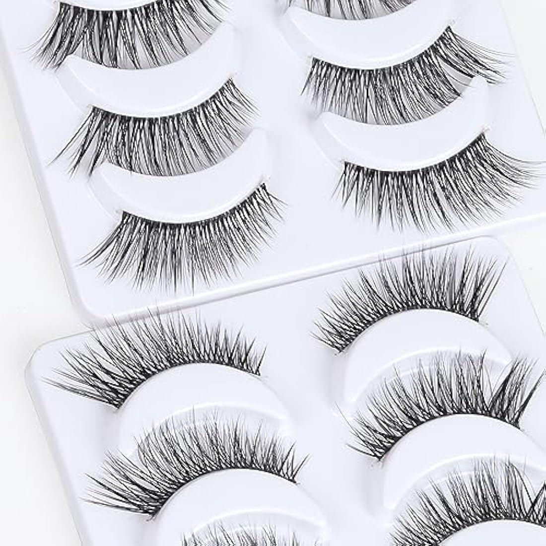 DYAFIN Natural Eyelashes 100% Handmade Lashes Reusable Soft False Eyelashes Lightweight Eye Lashes with Clear Band 3D Fake Eyelashes Long Wispy Eyelashes C Curl Lashes 8 Pairs