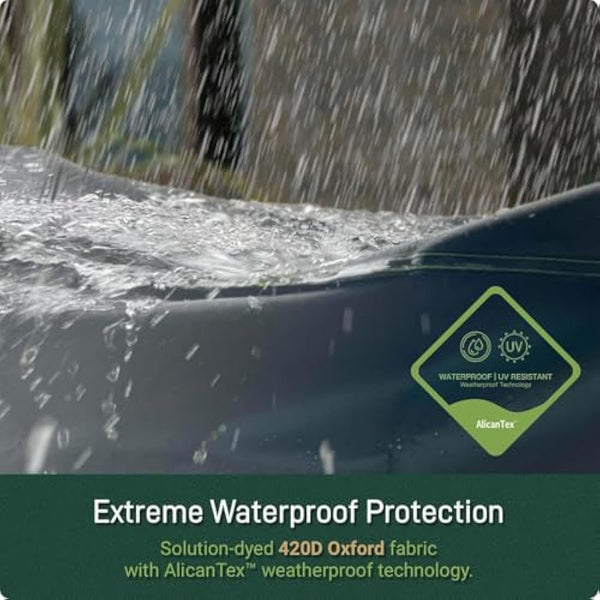 AWNIC 3 Seater Garden Swing Seat Cover Waterproof, 420D Swing Chair Covers Windproof Anti-UV Heavy Duty Fabric Large Outdoor Garden Hammock Cover with Zips 210x125x170cm Black