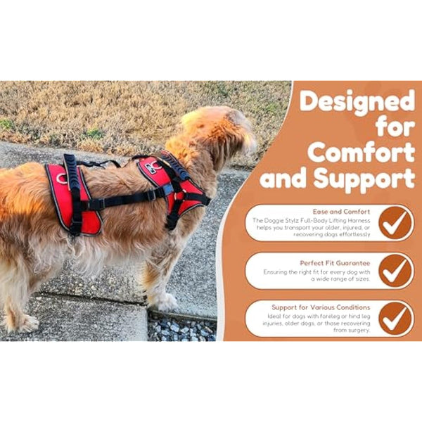 Doggie Stylz Multi-Functional Full-Body Lifting Dog Harness Vest, Designed for Front-Only, Rear-Only or Full-Body Dog Lifting , L