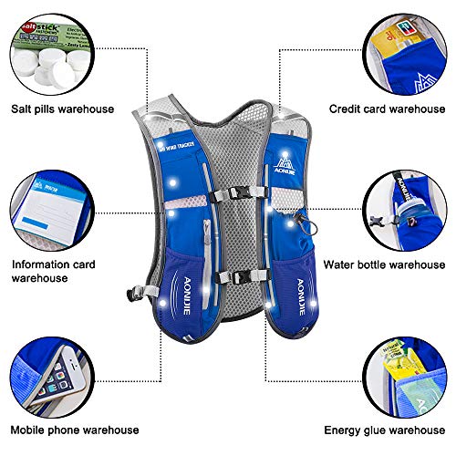 HINATAA Lightweight Running Hydration Backpack, 5L 190g Running Hydration Vest for Women and Men Cycling Running Climbing Hiking Vest Pack (Blue with