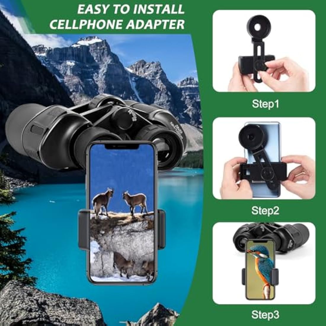 20x50 Binoculars for Adults High Power,Compact HD Professional Waterproof Binoculars with BAK4 Prism and FMC Lens,Portable Telescope for Bird Watching,Hiking, Travelling, Hunting, Concerts,Football