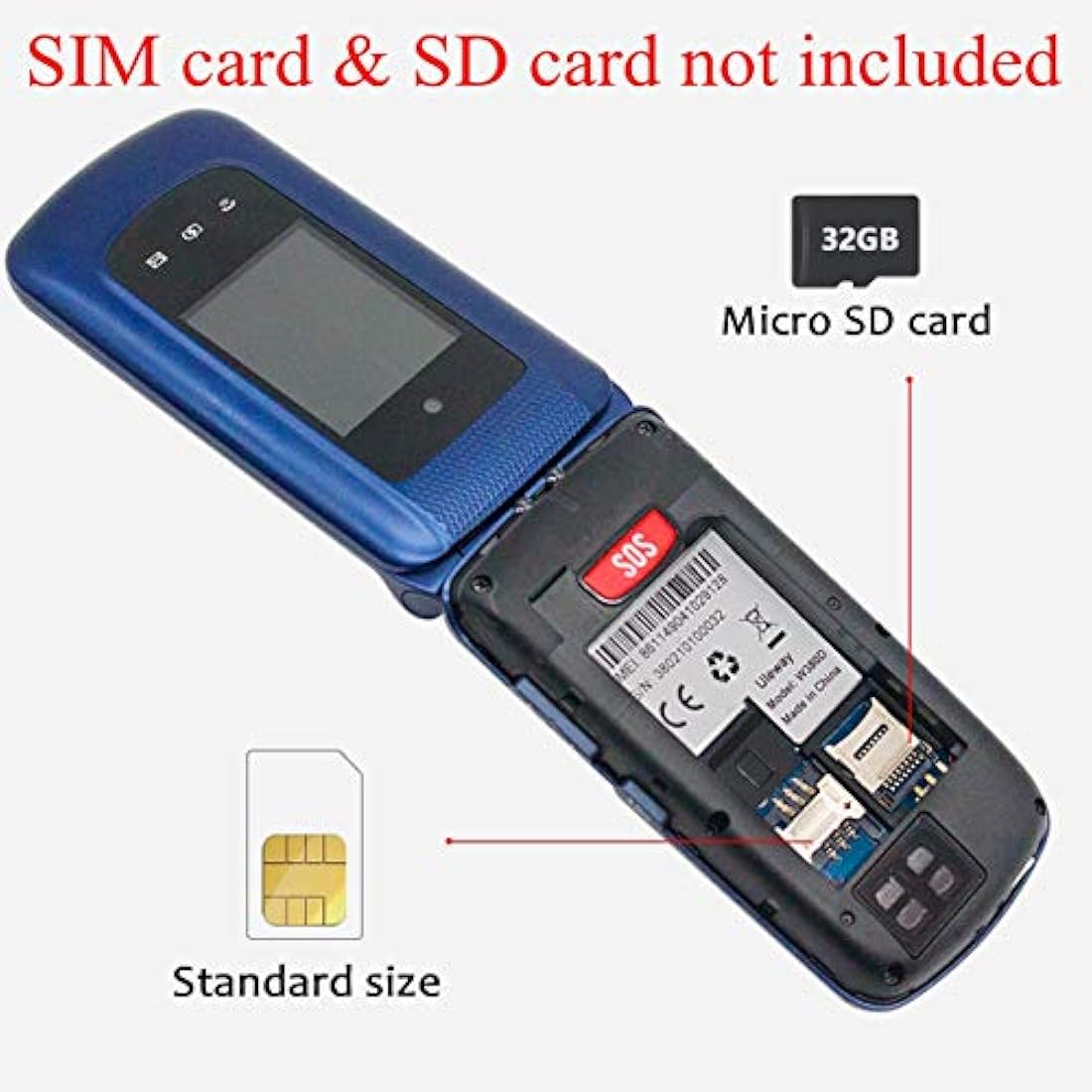 uleway Big Button Mobile Phone for Elderly Unlocked Flip Senior Mobil Phone Pay As You Go Flip Phone Basic Phone with SOS Emergency Button Speed Dail Torch FM Radio Easy to Use for Senior (2G-Blue)