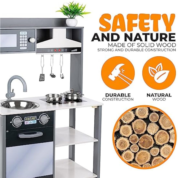 Green series Kinderplay Toy Kitchen | Kids Play Kitchen - Modern Kids Kitchen | Beautiful Wooden Kitchen | Kitchen Kids | Toddler Kitchen | Kitchen Toy | Children Wooden Play Kitchen, model GS0062