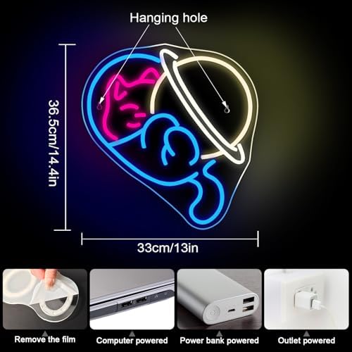 Horseneon Astronomical Planet Cat Neon Sign Animal Neon Light for Bedroom USB Dimmer Neon Sign for Wall Cat Lovers Kid's Room Living Room Bar