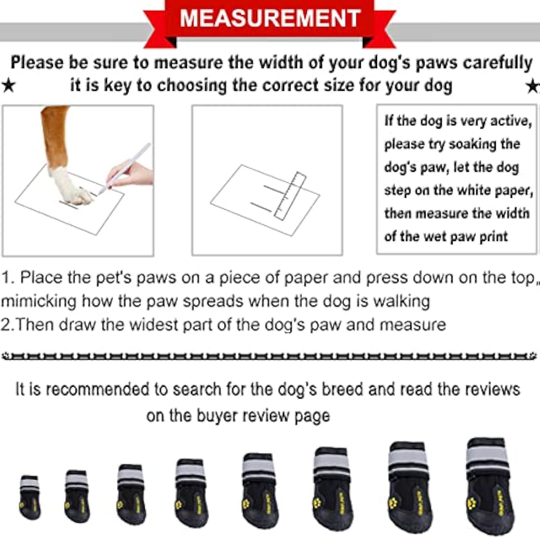 QUMY Dog Shoes for Large Dog, Medium Dogs Boots & Paw Protectors for Winter Snowy Day, Summer Hot Pavement, Waterproof in Rainy Weather, Outdoor Walking, Indoor Hardfloors Anti Slip Sole Black Size 3