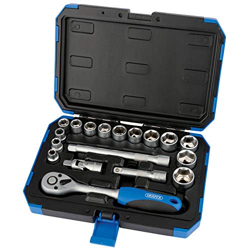 Draper Expert 18 Piece Metric Socket Set | Ratchet Tool and Case | 3/8" Square Drive | HI-TORQ MM/AF Sockets | DIY Home Professional and Car Kit |Hand Tools | 16359