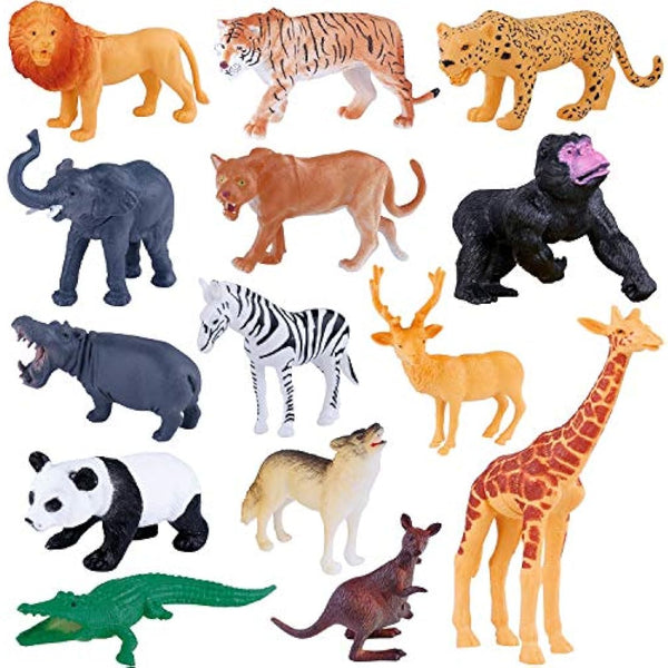 INNOCHEER Safari Animals Figures Toys, Realistic Wild Zoo Animals Figurines with Play Mat, Large Jungle Animals Playset with Elephant, Giraffe, Lion, Tiger, Gorilla Panda...for Kids Toddlers, Gift Set