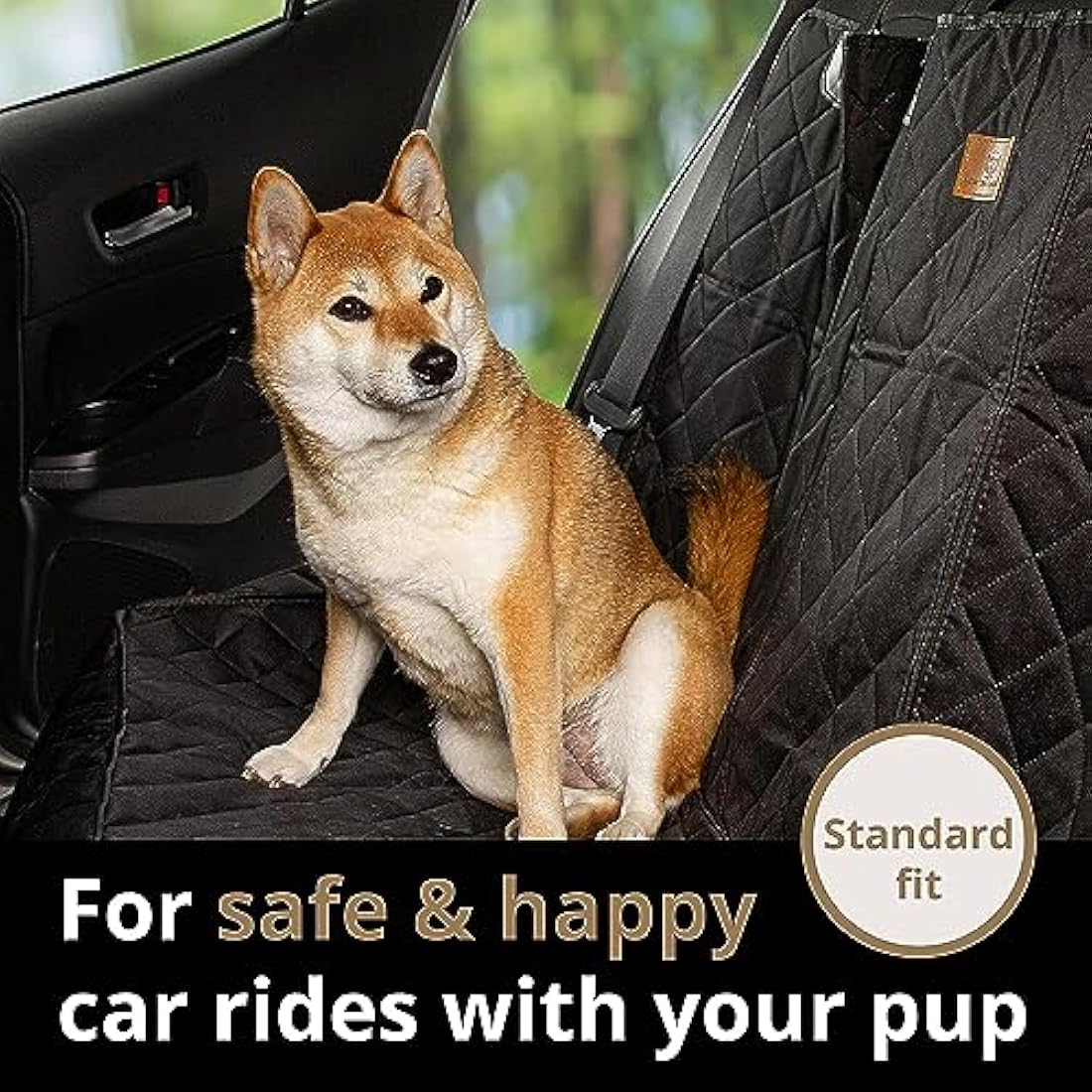 AMZPET Dog Car Seat Cover (Universal: 133cm) - Waterproof, Non-slip & Scratch-Proof - Not Isofix Compatible