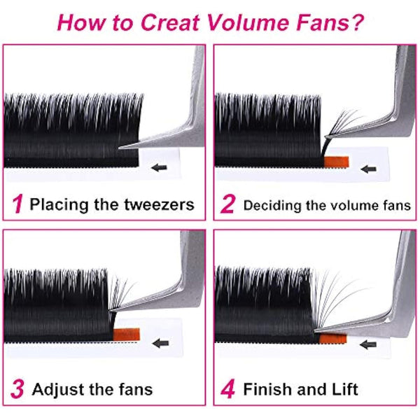 Fadlash Easy Fan Lashes C Curl 0.07 10-11-12mm Mixed Tray Russian Lashes Natural Look Self Fanning Eye Lashes Automatic Blooming Russian Eyelashes Extensions