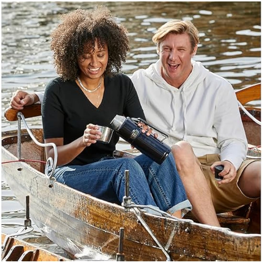 Thermos - Stainless King Gun Metal Travel Flask (1.2L) Premium Leak Proof Insulated Tea & Coffee Flask for Hot & Cold Drinks, Built-in Cup, Twist-Pour Stopper, BPA-Free, Durable Steel, Dishwasher Safe