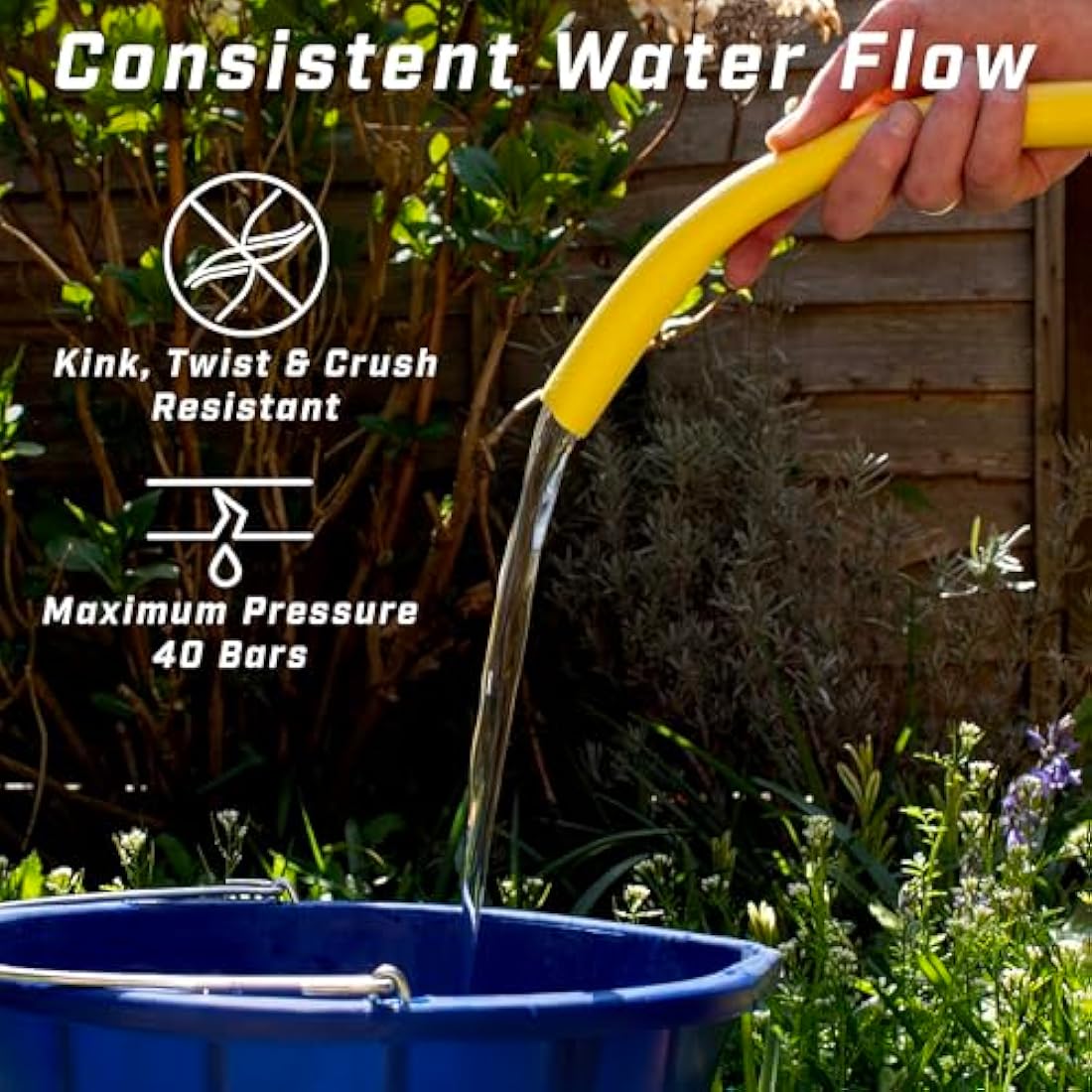 Faithfull Heavy-Duty Reinforced PVC Builders Hose 30M (98ft) 19mm (3/4in) Diameter – 24 Braid Fibre Mesh, Kink & Twist Resistant Hose Pipe