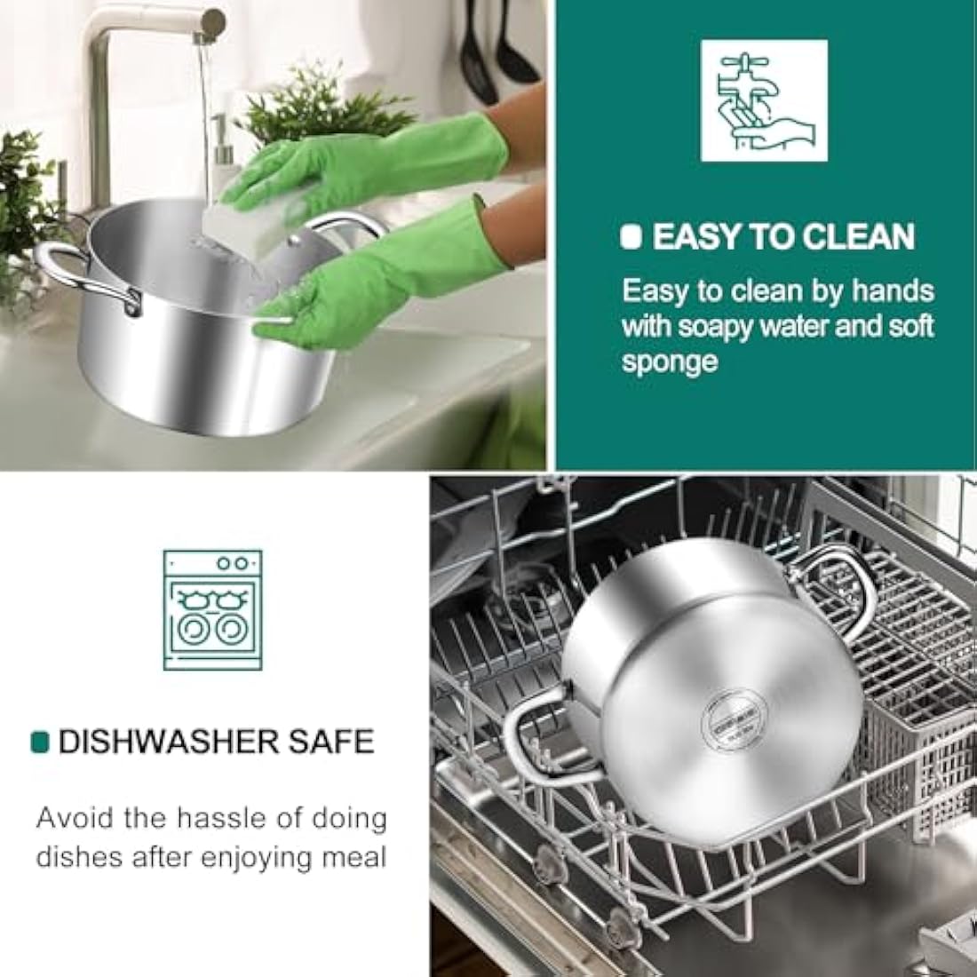 HaWare 7.7L Stock Cooking Pot, 26cm Tri-Ply Stainless Steel Soup Pot with Visible Lid, Large Induction Cooking Stockpot Suit for All Kitchen Stove Top, Healthy & Non Toxic, Easy Clean