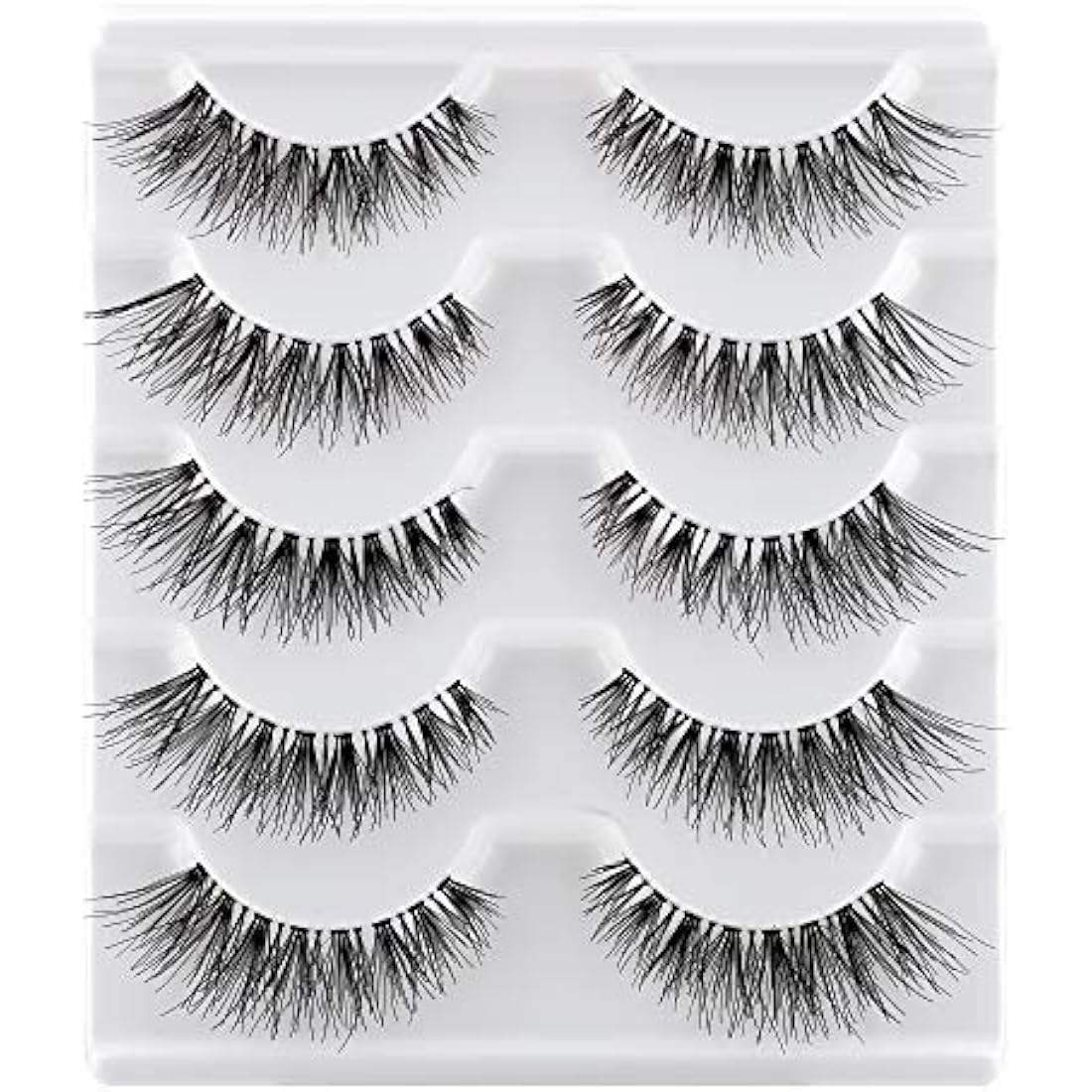 JIMIRE Fake Eyelashes Natural Lashes Demi-Wispies Cat Eye Lashes 3D False Eyelashes Multipack 5 Pairs Pack
