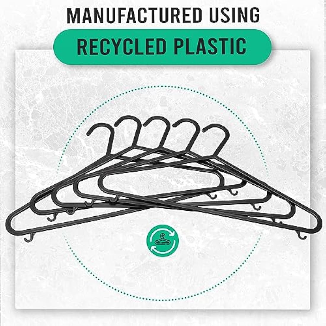 KAPCO Black Plastic Clothes Hangers – 50 Pack Strong Adult Coat Hangers for Wardrobe Organisation, Durable Hanger with Trouser Bar & Hooks, Space Saving, Slim for Clothes Rail & Storage | Bulk Buy