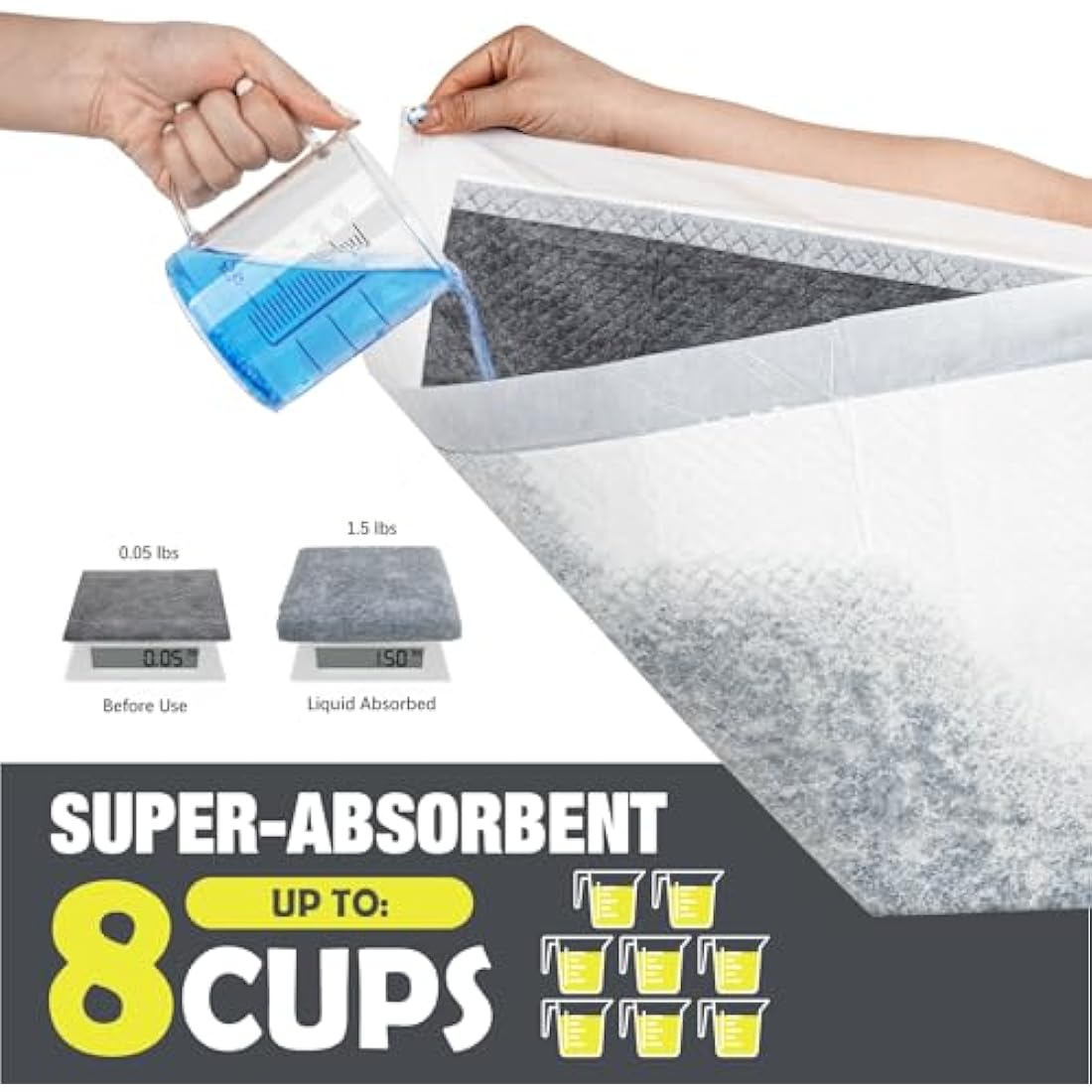 Flying Paws Puppy Pads 50 Pack, 60x90 cm Super Absorbent Pet Dog Training Pads, Leakproof Pee Pad with Charcoal Odour Control, Ideal for Larger Pets Floor Protection Toilet Pee Mat XL-50