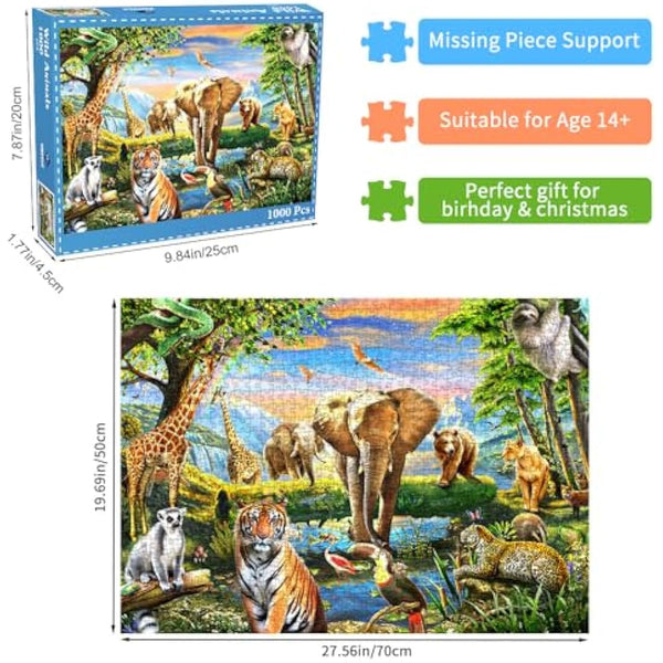 Jigsaw Puzzles 1000 Pieces for Adults puzzles for adults 1000 Piece Puzzle Educational Games-Safari Animal World
