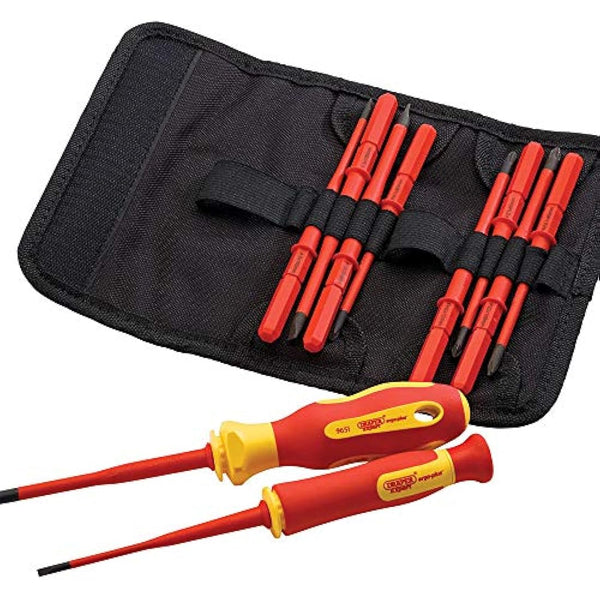 Draper 12 Piece Interchangeable Screwdriver Set | XP1000 Extra Slim | Portable Set with Case | 70867