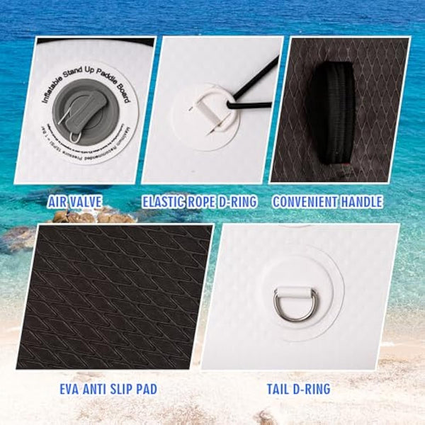 FunWater SUP Inflatable Stand Up Paddle Board Ultra-Light with Inflatable Board,ISUP Accessories,Three Fins,Adjustable Paddle, Pump,Backpack, Leash.