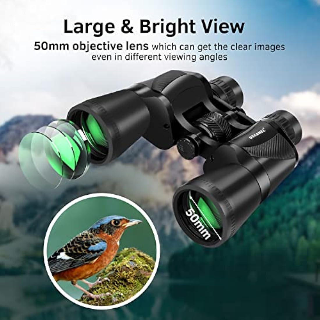 20x50 Binoculars for Adults High Power: Professional Waterproof Binoculars with Porro BAK4 Prism Len Multilayer-Coated Lenses for Bird WatchingTravel Hiking Concert and Sports