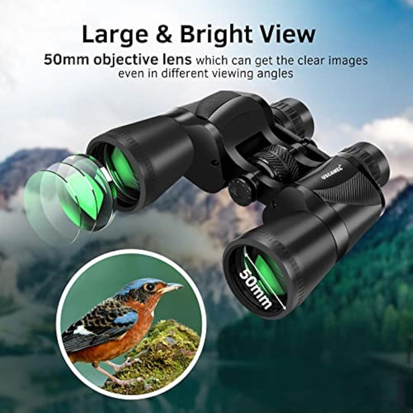 20x50 Binoculars for Adults High Power: Professional Waterproof Binoculars with Porro BAK4 Prism Len Multilayer-Coated Lenses for Bird WatchingTravel Hiking Concert and Sports