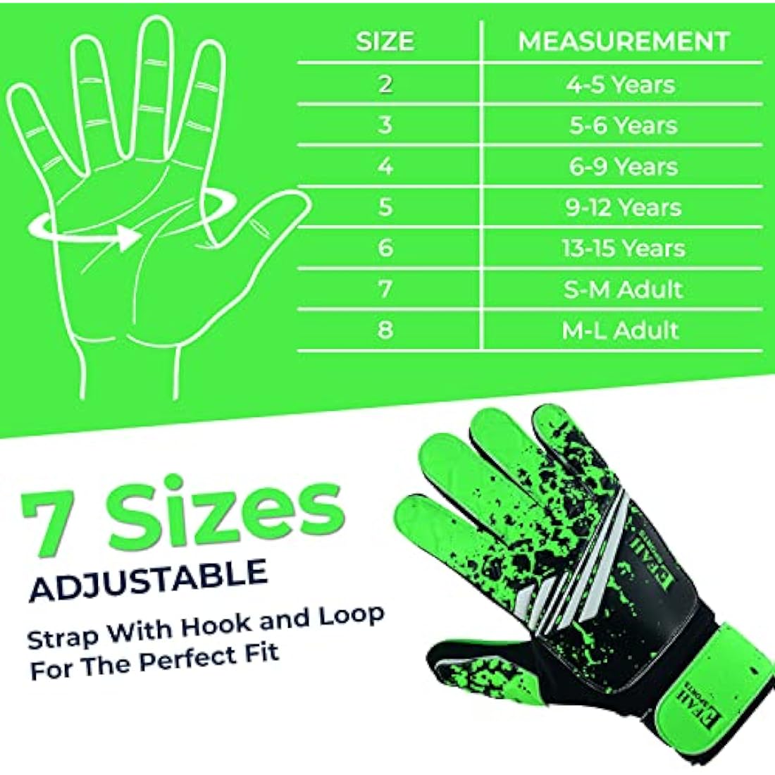 EFAH SPORTS Football Goalkeeper Gloves For Boys kids Children Youth Soccer Goalie Glove with Super Grip Palms