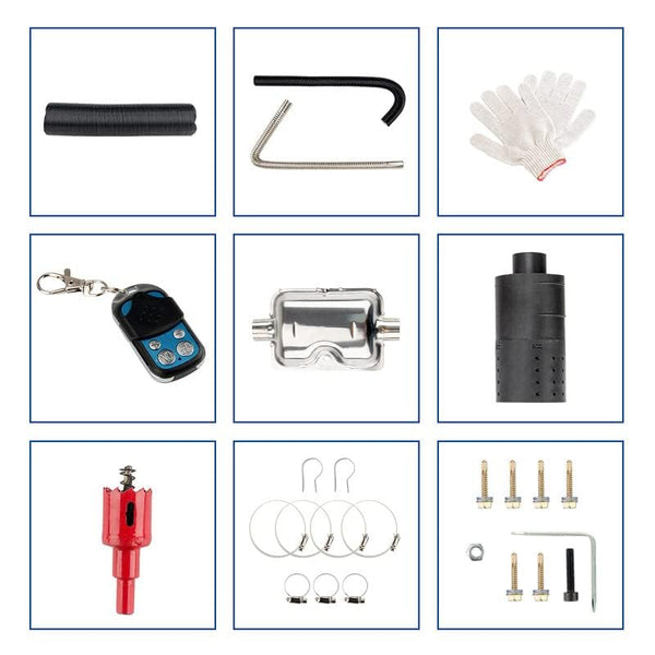 ShockFlo 12V 5KW Diesel Air Heater, All in One Parking Heater Kit with Remote Control, Silencer and LCD Display, Fast Heating, for RV Truck, Motorhomes, Boat, Bus, Car Trailer, Caravans