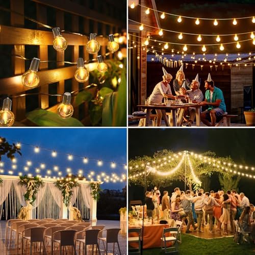 FIFlying Outdoor String Lights Mains Powered, 158FT/48.15M Garden Lights with 70+2 Shatterproof Bulbs, IP54 Waterproof Festoon Lights for Backyard Patio Pergola Wedding Party