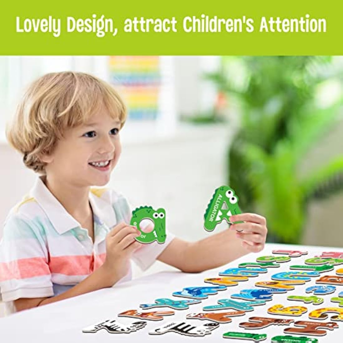 52 Magnetic Alphabet, 26 Uppercase & 26 Lowercase Letters, Adorable Animal Shape Alphabet ABC Magnets for Fridge Educational Spelling Learning Games Toys Set for Kids, Toddlers 3 4 5 Years Old